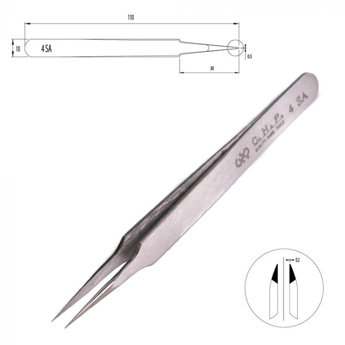 Aven 18024 BB-SA Precision Tweezers, Stainless Steel, Heavy Duty, 4.75 in  Long