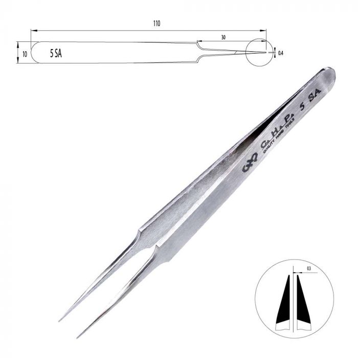 PT-05 slender long nose tweezers (stainless steel, 120mm) 